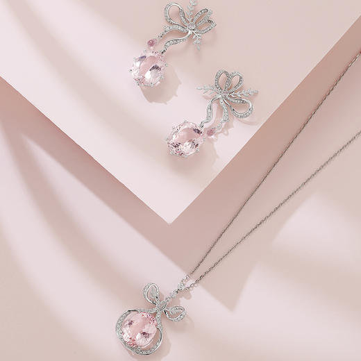 Sugar Morganite方糖摩根石系列 | 方糖蝴蝶结摩根石项链 商品图3