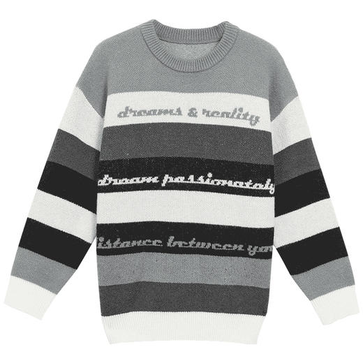 西遇条纹长袖针织衫男2023年冬季新款拼接撞色柔软保暖毛衣上衣12022430 商品图4