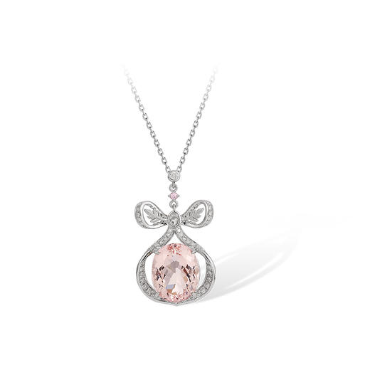 Sugar Morganite方糖摩根石系列 | 方糖蝴蝶结摩根石项链 商品图1