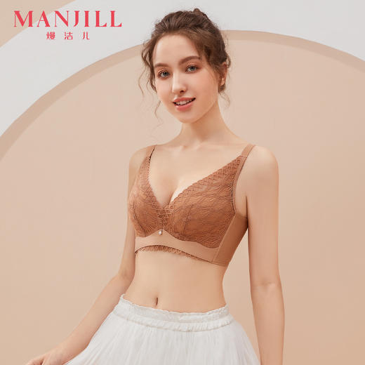 熳洁儿 轻薄透气舒适内衣女大胸显小收副乳防下垂性感蕾丝文胸21751503 商品图7