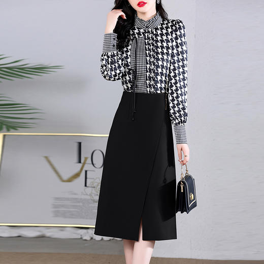 秋季新款，格纹收腰名媛气质女神范洋气套装HR-WS2612-29 商品图3