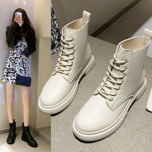 黛唯梵厚底马丁靴女2021年新款秋季薄款骑士靴中筒靴瘦瘦短靴子 商品图0