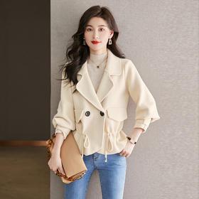新款收腰显瘦气质小香风西装领短款小个子外套CC-22-3601