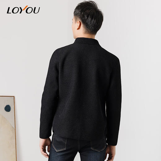 LOYOU/朗逸22秋冬新品夹克男简约百搭黑色翻领夹克休闲外套 商品图4