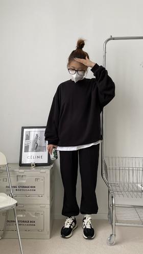 圆领套头卫衣/加绒宽松运动裤卫裤