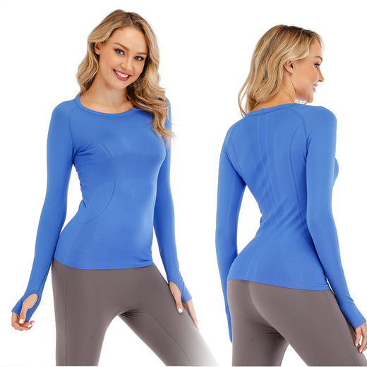【LUL买一赠一】1.0女士长袖运动瑜伽 T 恤速干圆领瑜伽跑步健身上衣吸汗紧身衣 商品图2