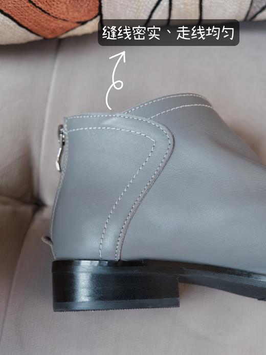 秋冬敲显瘦好穿/线下篙端品质时髦英伦短皮靴！中帮眞皮头层牛皮短筒靴 鞋楦敲秀气 显脚瘦！遮脚踝 3cm增高行走无压力 大象灰/气质棕两色 百搭日常优雅通勤，可搭配秋冬裙裤类所you穿搭！ 商品图7