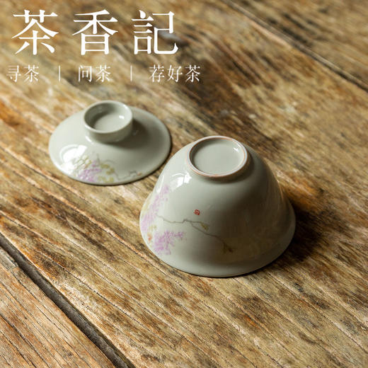 手绘紫藤小盖碗110ml圆融饱满古典秀雅主泡器陶瓷功夫茶具 商品图3