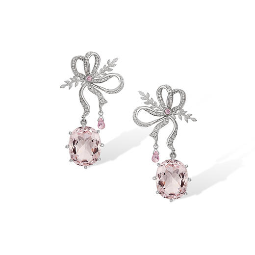 Sugar Morganite方糖摩根石系列 | 方糖蝴蝶结摩根石耳环 商品图1