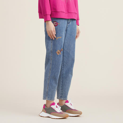 谜底绣花牛仔裤2022秋新款复古牛仔萝卜裤百搭九分裤女223MK1018 商品图1