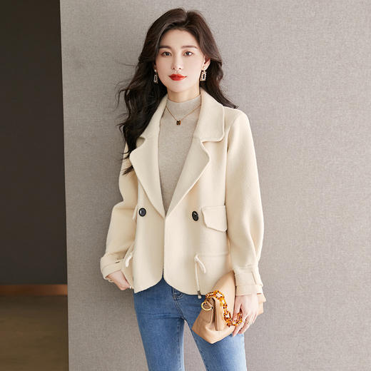 新款收腰显瘦气质小香风西装领短款小个子外套CC-22-3601 商品图3