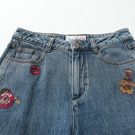 谜底绣花牛仔裤2022秋新款复古牛仔萝卜裤百搭九分裤女223MK1018 商品图3