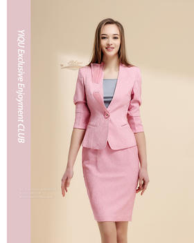 【特惠】YIQU丨“和谐对比”西装上衣（粉色暗纹）
