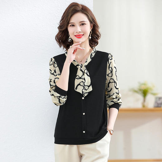 YJR-AA969 中年女装春秋长袖上衣时尚妈妈款打底衫洋气中老年女秋装气质小衫 商品图5