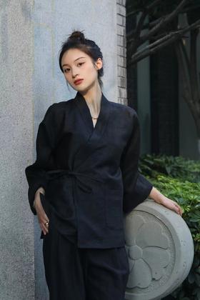 直播秒杀|盛唐牡丹新中式香云纱斜绑带复古开衫外套.潮快闪[福利品]