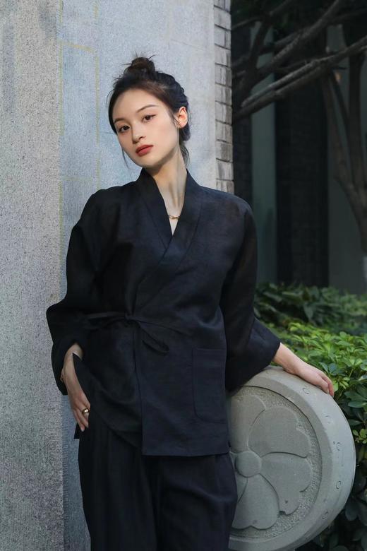 直播秒杀|盛唐牡丹新中式香云纱斜绑带复古开衫外套.潮快闪[福利品] 商品图0