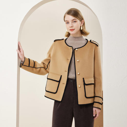 MH9N2斯尔丽瑟俪2022年冬上新商场同款高级精致双排金色铜扣箱型大衣 商品图1