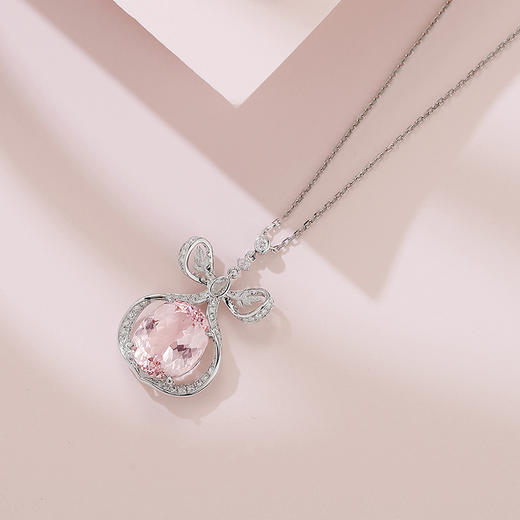 Sugar Morganite方糖摩根石系列 | 方糖蝴蝶结摩根石项链 商品图2