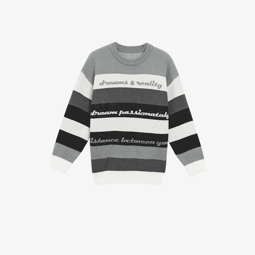 西遇条纹长袖针织衫男2023年冬季新款拼接撞色柔软保暖毛衣上衣12022430 商品图0