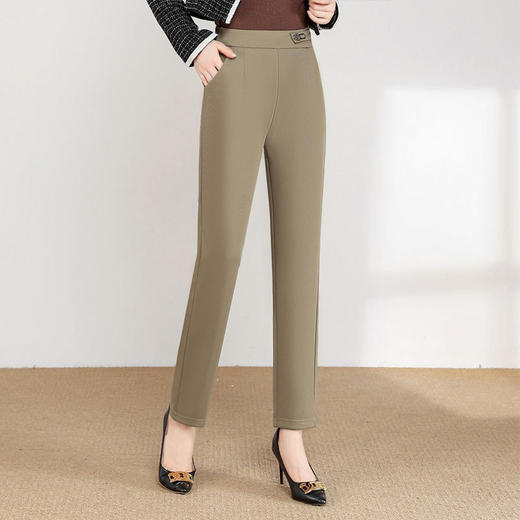 ZQ-LEN2290 秋季新款时尚休闲四面弹力九分裤宽松舒适松紧高腰直筒裤 商品图0