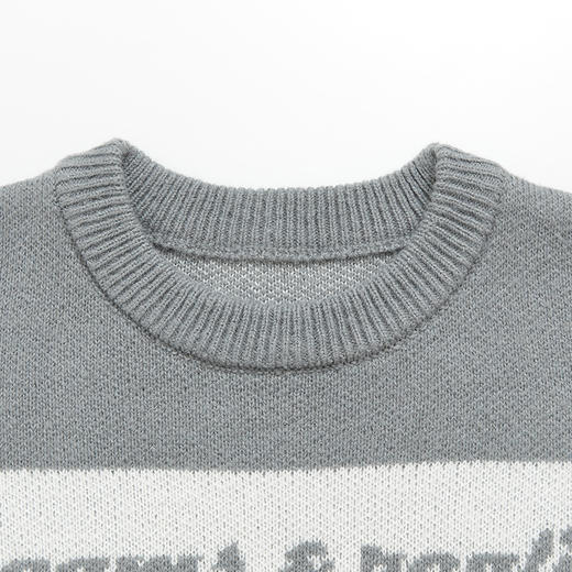 西遇条纹长袖针织衫男2023年冬季新款拼接撞色柔软保暖毛衣上衣12022430 商品图1