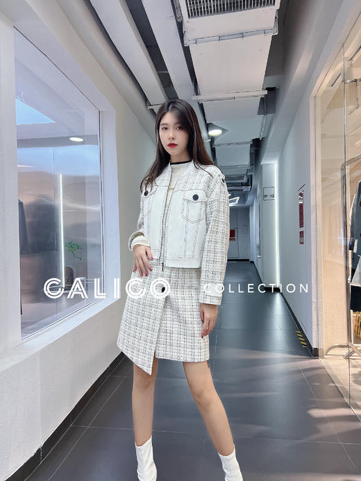 白格子拼接短外套 商品图2