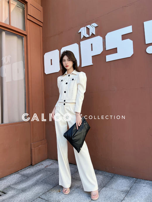 镶边阔腿长裤 商品图0