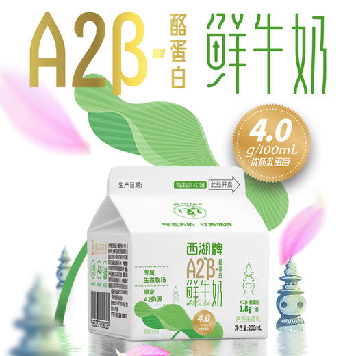 【满2件9.5折限量专属】西湖牌A2β-酪蛋白 屋顶鲜牛奶200mL 商品图4