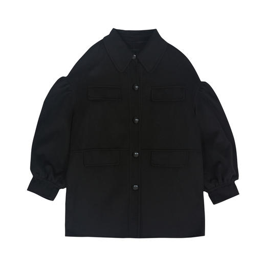 谜底双面呢大衣2022秋新款俏皮中长款泡泡袖毛呢外套女223MD1192 商品图4