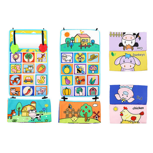 【水洗不褪色 趣味益智 助力宝宝启蒙发育】新款黑白哈哈镜 视觉激发可折叠布书宝宝视力训练车挂玩具 商品图7