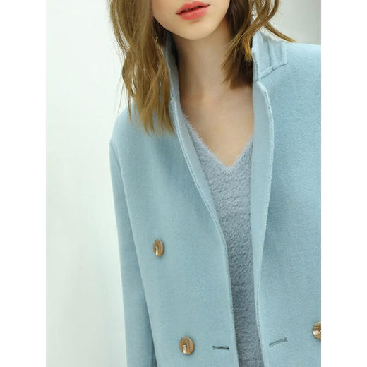 COCOBELLA雾霾蓝手工双面呢羊毛西装气质毛呢外套WL16 商品图1