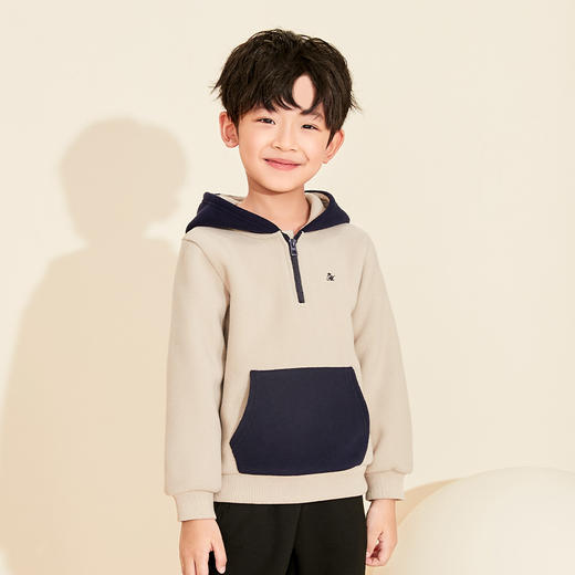 【男童连帽撞色卫衣】mettekids2022春秋新款童装上衣中大童洋气加绒儿童外套 商品图3