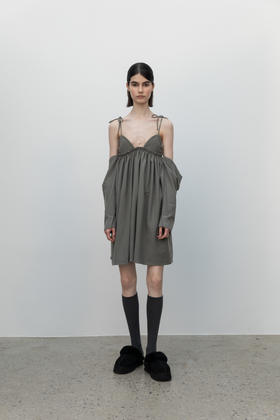 Wool,Slip Dress/khaki