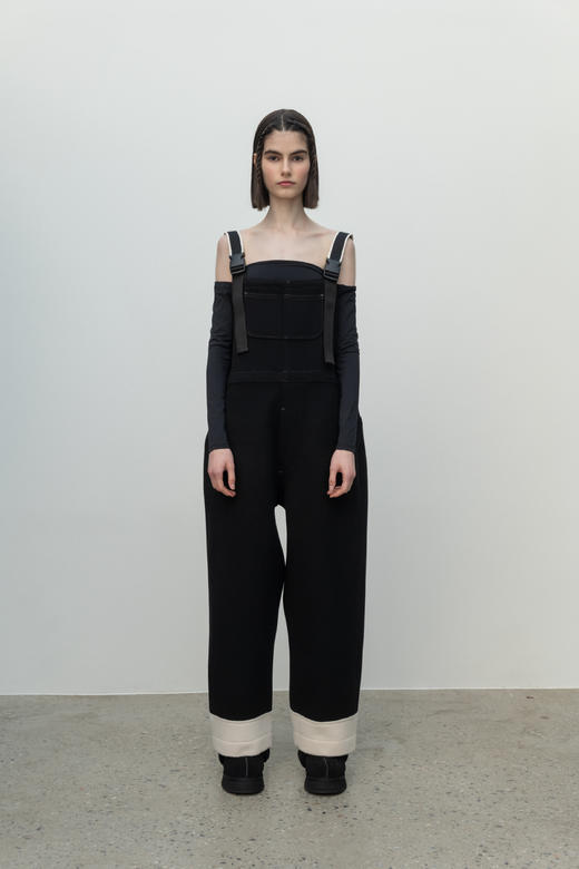 Wool "Suspenders Pants/black 商品图0