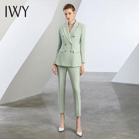 IWY/绿色西装套装秋冬新款职业套装女大学生面试正装时尚女神范C11385+P11385