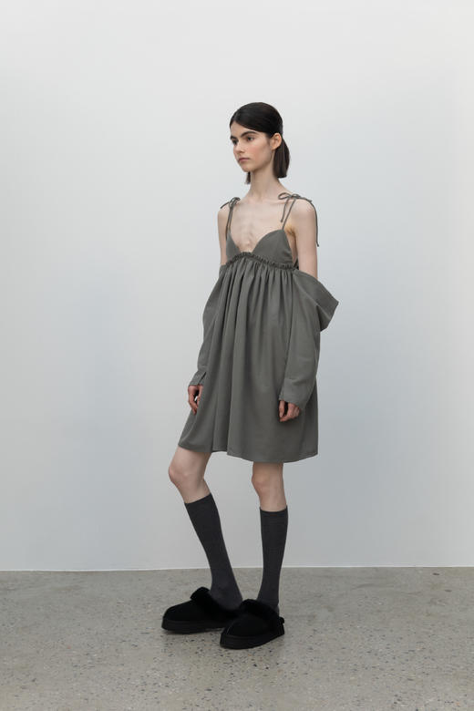 Wool,Slip Dress/khaki 商品图1