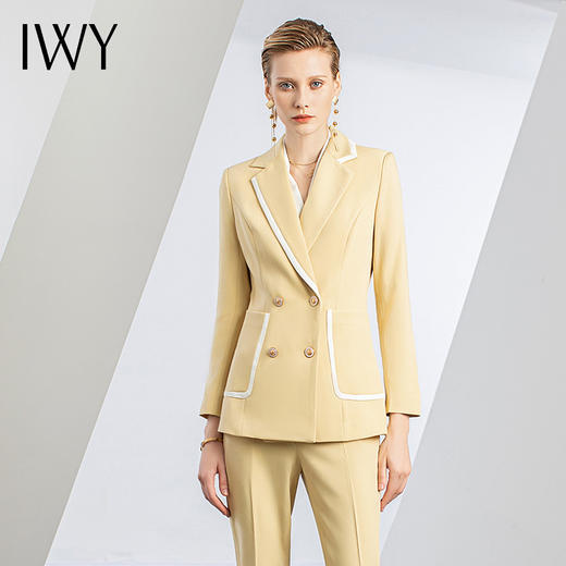 IWY/秋冬黄色西装西服正装两件套职业装女装套装美业正装工作服C12103+P12103 商品图4