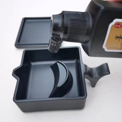 带盖墨池墨汁盒塑料方形多功能墨盒砚台笔搁笔拖墨碟笔洗仿瓷墨匣砚池学生毛笔书法文房用品1个 商品图2