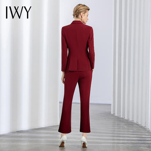 IWY/秋冬新款商务正装修身显瘦酒红色西装套装美业职业装女套装C11358+P31358 商品图3