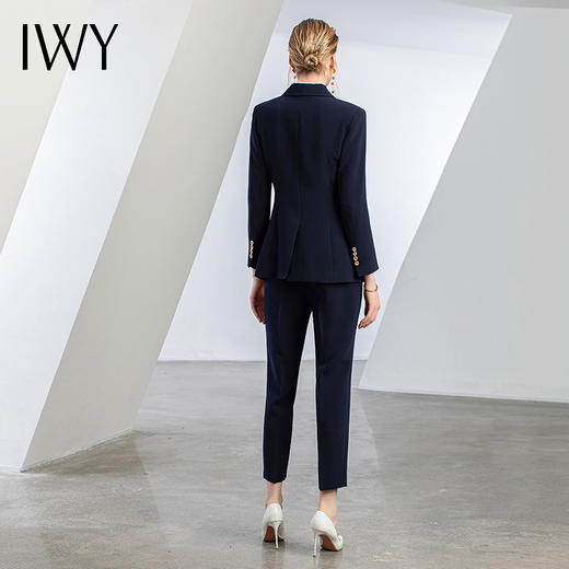 IWY/秋冬新款藏青色职业西装套装高端商务售楼处工作服修身正装C12123+P12123 商品图3