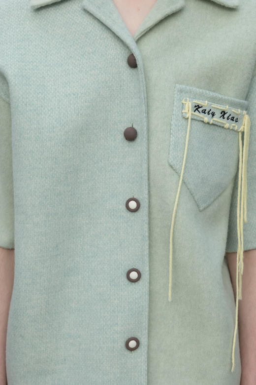 Short Sleeves Wool Jacket/green 商品图3