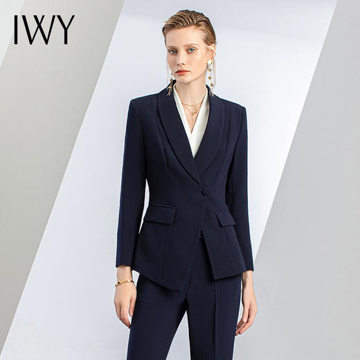 IWY/藏青色西装套装秋新款商务时尚气质女神范职业修身正装C11356+P11356. 商品图4