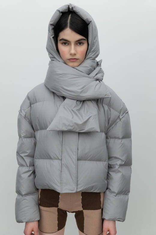 Hat,Scarf-Down Jacket"gray 商品图3