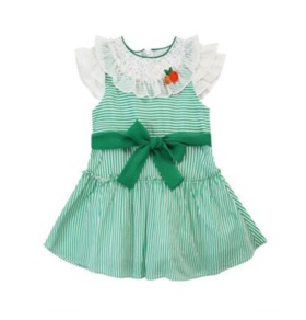 非质量问题不退换哦~Franch cat 绿条红果子连衣裙