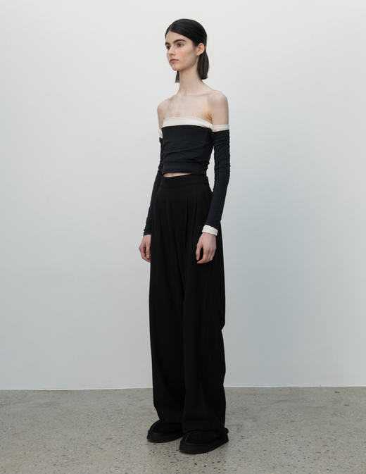 Top/black,white-Wool Pants/black 商品图0