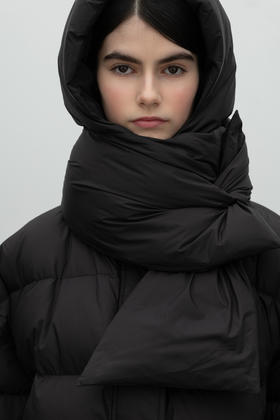 Hat,Scarf-Down Jacket"black