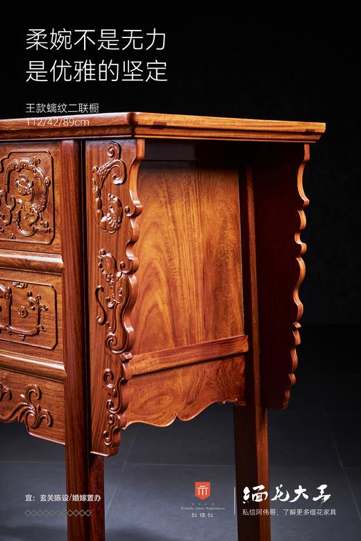 红桥红  家具严选  缅甸花梨(大果紫檀）  【112 王款 螭纹二联橱】 商品图5
