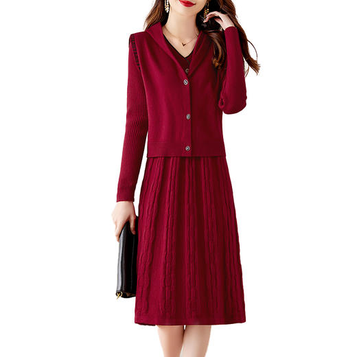 气质百搭时尚显瘦遮肉淑女风两件套毛衫连衣裙HR-YBER2299 商品图10
