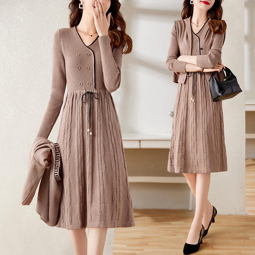 气质百搭时尚显瘦遮肉淑女风两件套毛衫连衣裙HR-YBER2299 商品图4