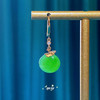 18K玫瑰金和田玉（碧玉）耳饰--事事如意/11*12mm/总长31mm/苹果绿 商品缩略图3